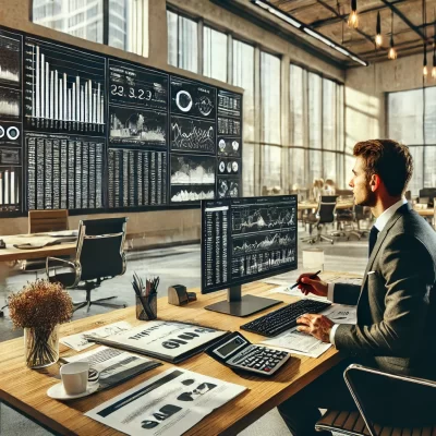 A) Diseñando planes financieros, analizando presupuestos o dando consultorías de negocios.